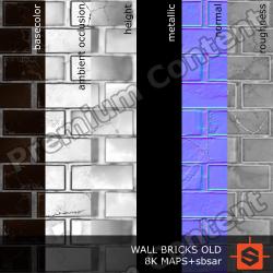 PBR substance material of wall bricks old created in substance designer for graphic designers and game developers